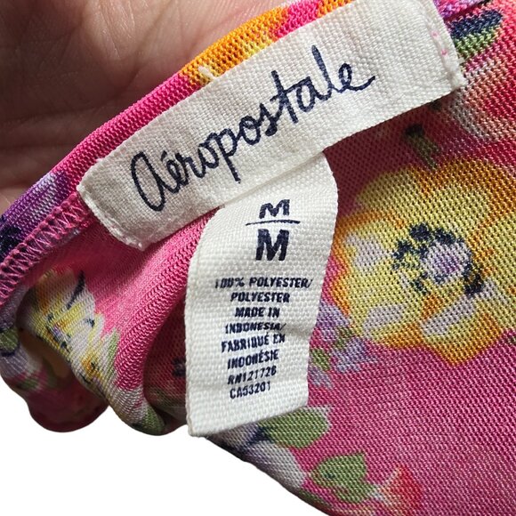 Aeropostale Pink Sheer Tank with Floral Pattern Size M Excellent Condition - Picture 3 of 7